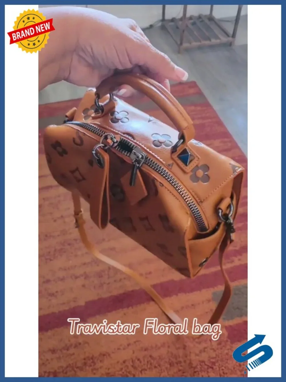 Faux Leather Embossed Crossbody Satchel with Top Handle & Shoulder Strap